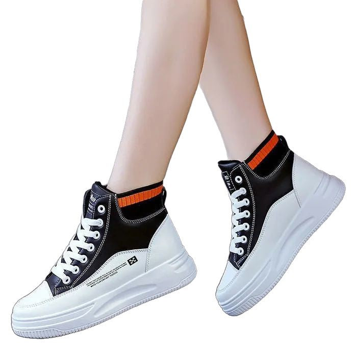 Damen Hohe Sneakers mit rutschfester Profilsohle und modischem Strickkragen Drune