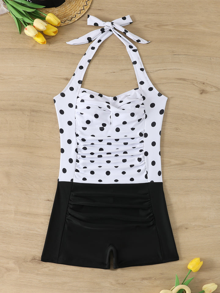 Damen Einteiliger Badeanzug mit Rüschendetails und Hüftshorts Drune