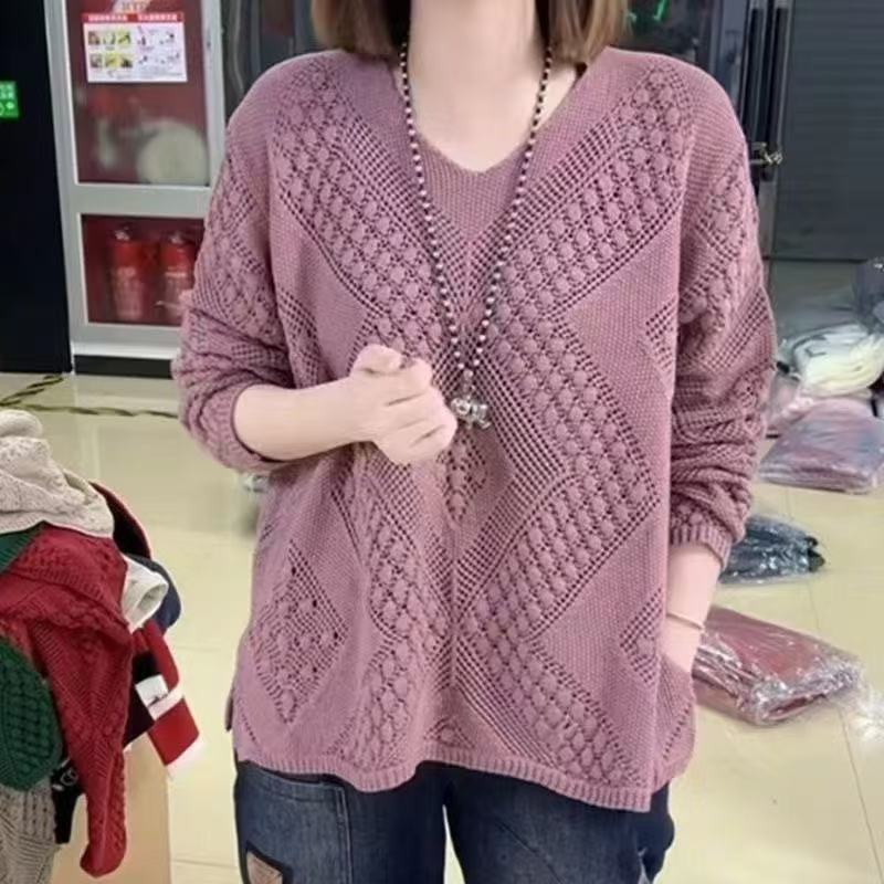 Damen Pullover mit V-Ausschnitt und modernem Strukturmuster Drune