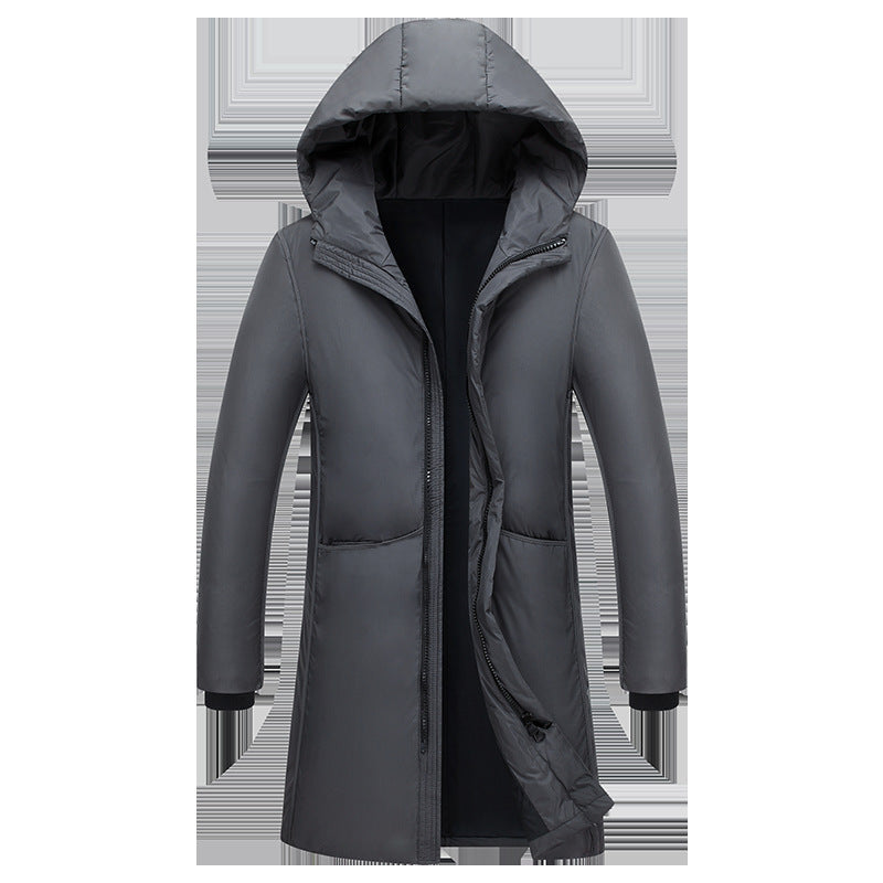 Damen lange Steppjacke mit großzügiger Kapuze und praktischen Taschen Drune