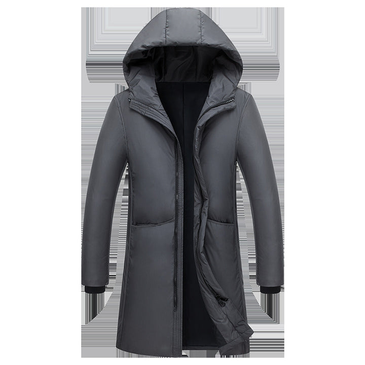 Damen lange Steppjacke mit großzügiger Kapuze und praktischen Taschen Drune