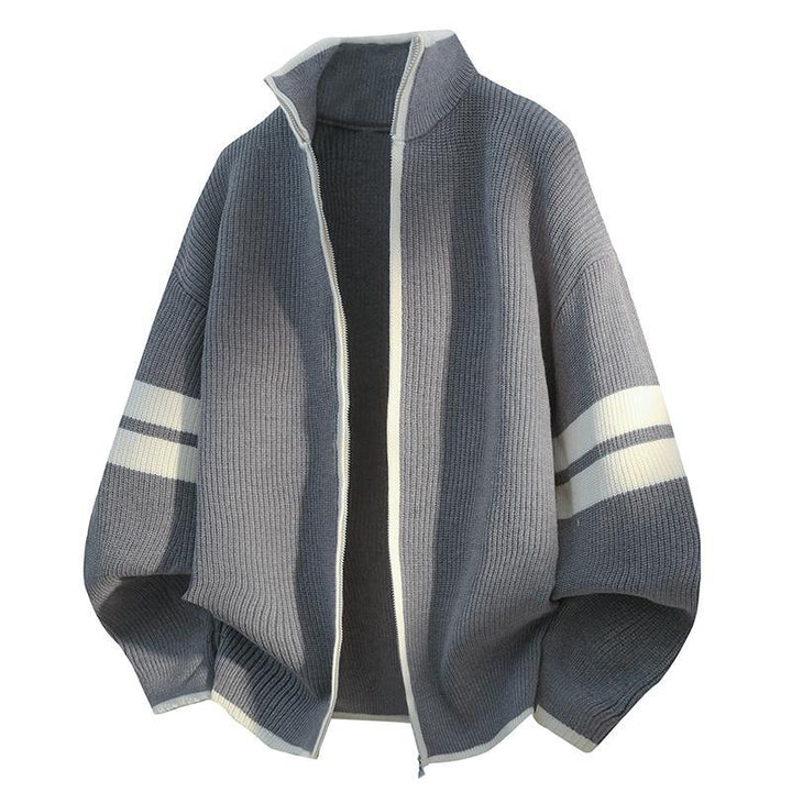 Unisex nan oversized Strickjacke mit Reißverschluss und Stehkragen Drune