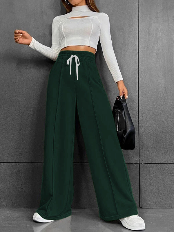 Damen weite Freizeit-Hose mit elastischem Bund und seitlichen Taschen Drune