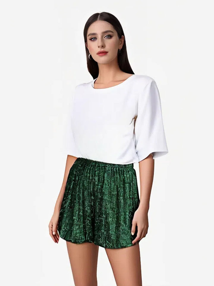 Damen Glitzernde Shorts mit elastischem Bund Drune