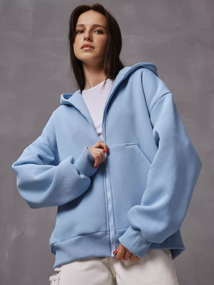Damen Hoodie mit oversized Passform und durchgehendem Reißverschluss Drune