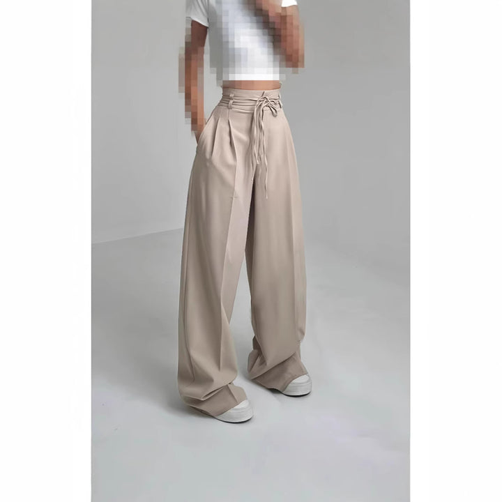 Damen Bequeme Bundfalten-Hose mit elastischem Taillenbund Drune