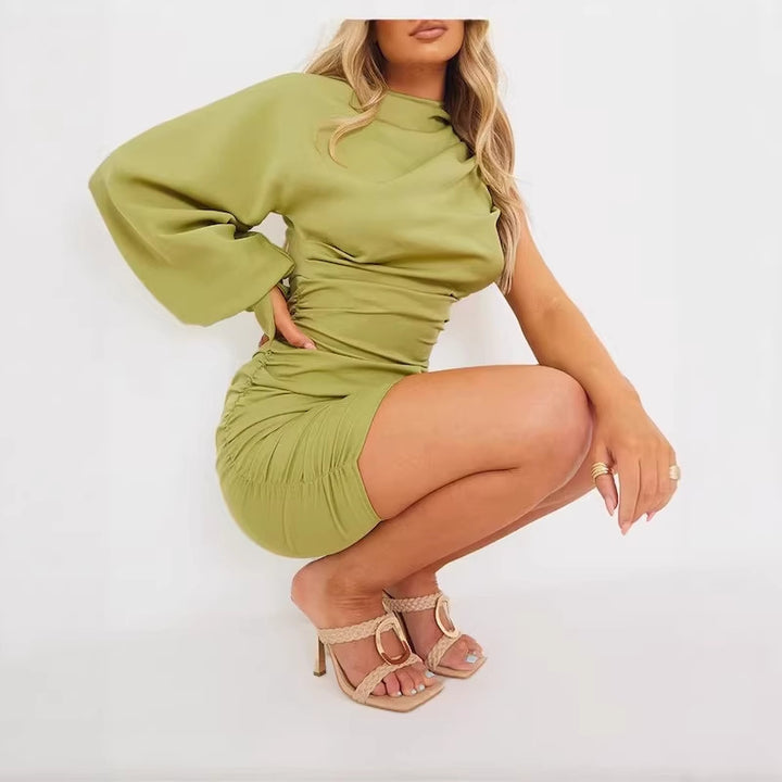 Damen körperbetontes Wickelkleid mit asymmetrischem Ausschnitt und elegantem Detail Drune