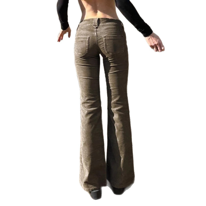 Damen Bootcut-Jeans mit hohem Bund und modischer Stickerei Drune