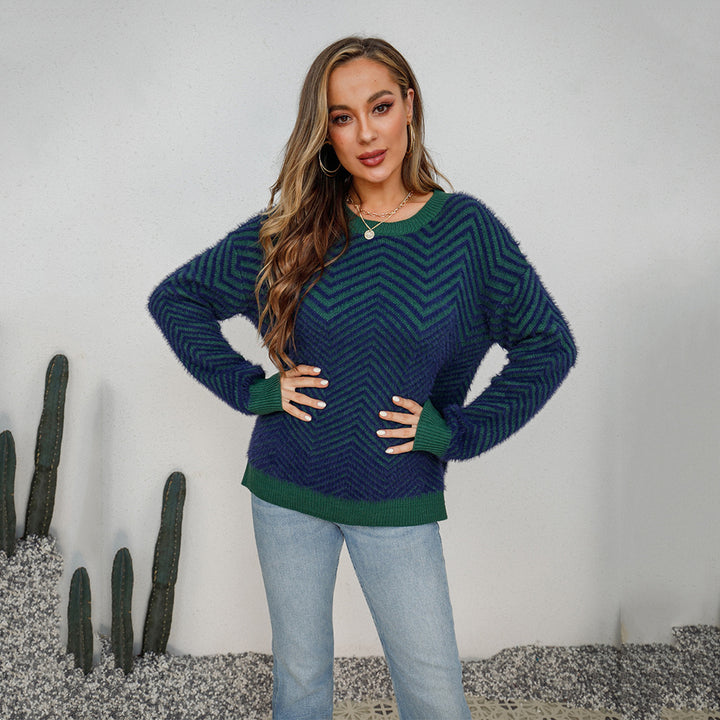 Damen Pullover mit chevron Muster Drune