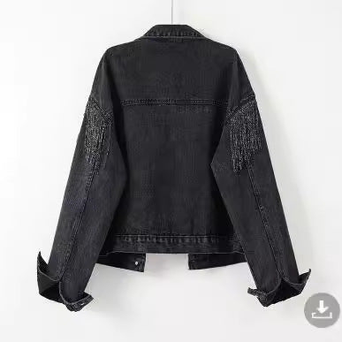 Damen Jeansjacke mit fransigem Design Drune