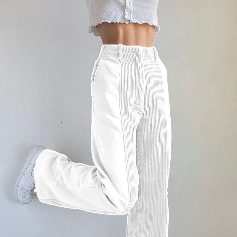 Damen Lässige Cordhose mit hohem Bund und geradem Schnitt Drune