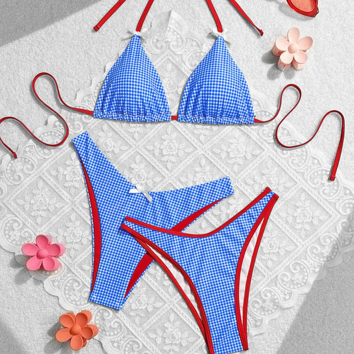 Damen Triangel-Bikini im karierter Schnitt Drune