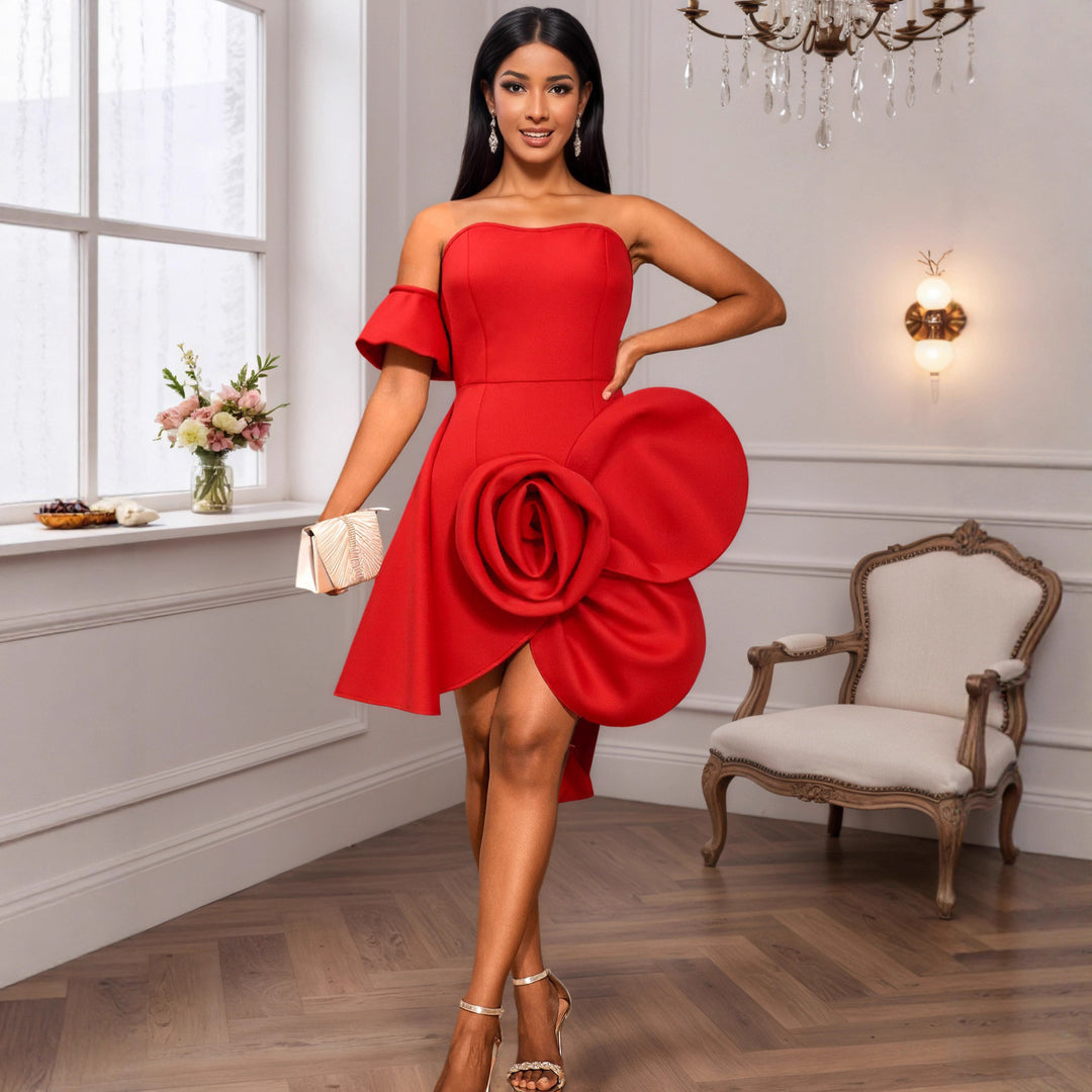 Damen Cocktailkleid mit voluminösem Blumendetail Drune