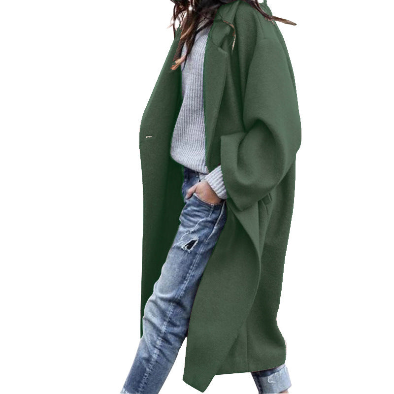 Damen Oversized Wollmantel mit klassischem Revers und modischem Schnitt Drune
