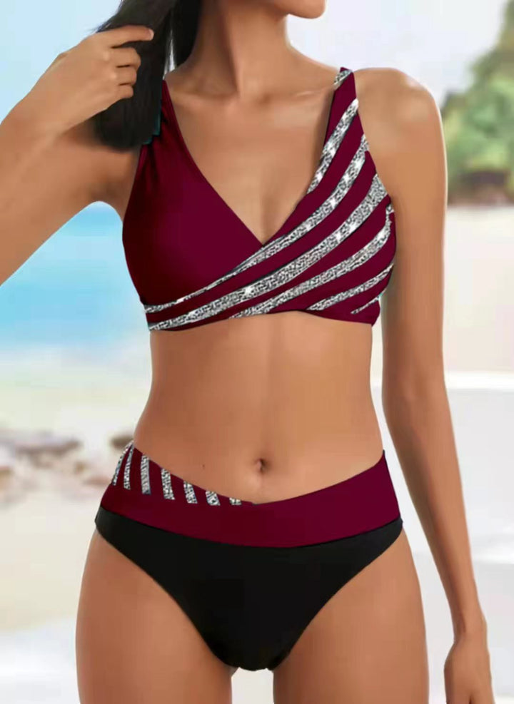 Damen Sportlicher Bikini mit modischem Wickeloberteil Drune