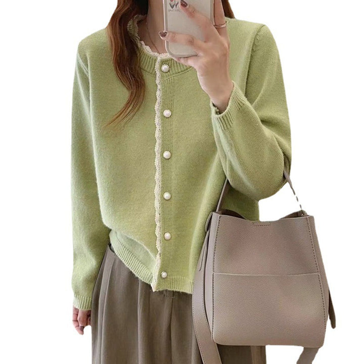 Damen feiner Strickcardigan mit dekorativem Knopfverschluss und sanften Rippstrukturen Drune