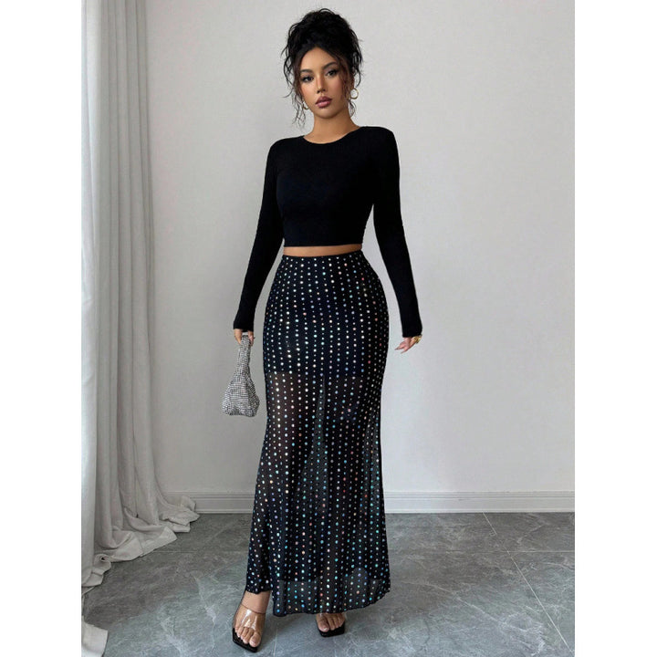 Damen Elegante und schicke maxi Rock mit Pünktchenmuster Drune