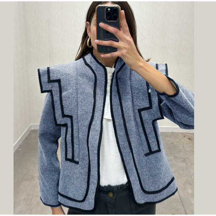 Damen modische Wolljacke mit markantem Design Drune