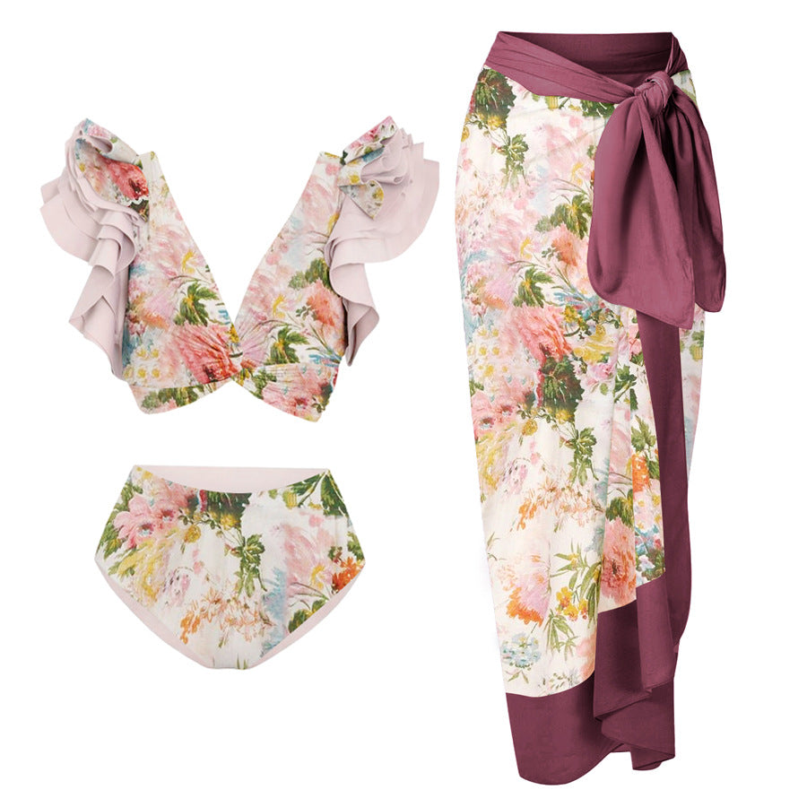 Damen Badeanzug mit floralem Design und schicker Wickelhose Drune