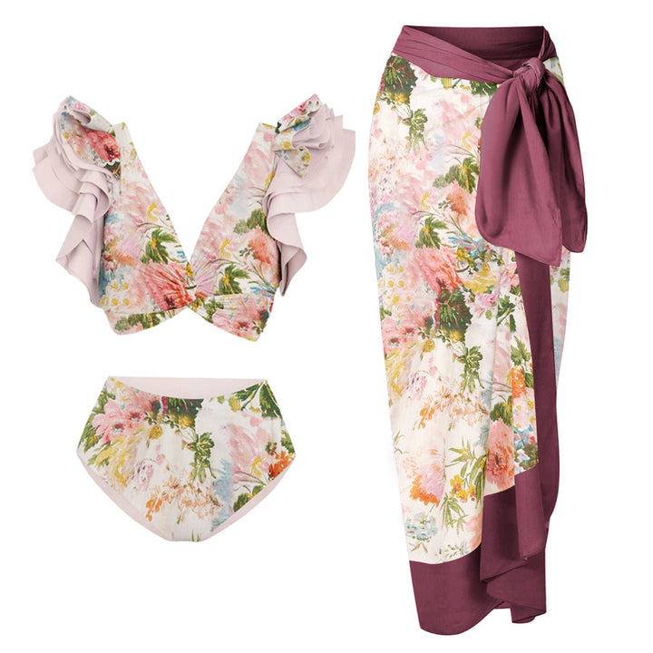 Damen Badeanzug mit floralem Design und schicker Wickelhose Drune