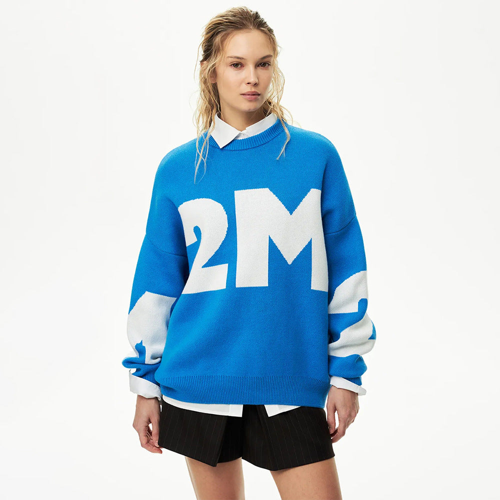 Damen Oversized Pullover mit kreativem Logo-Design Drune