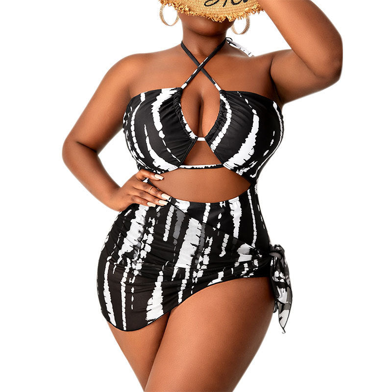 Damen Cut-Out Badeanzug mit variablen Trägern und asymmetrischem Rock Drune