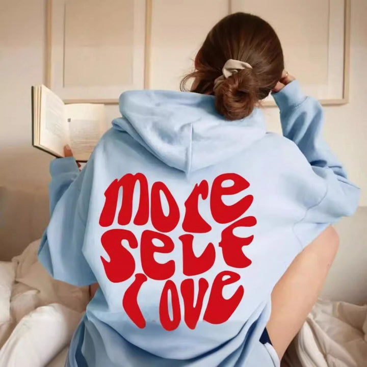 Damen oversized Kapuzenpullover mit kreativem Herzmotiv Drune