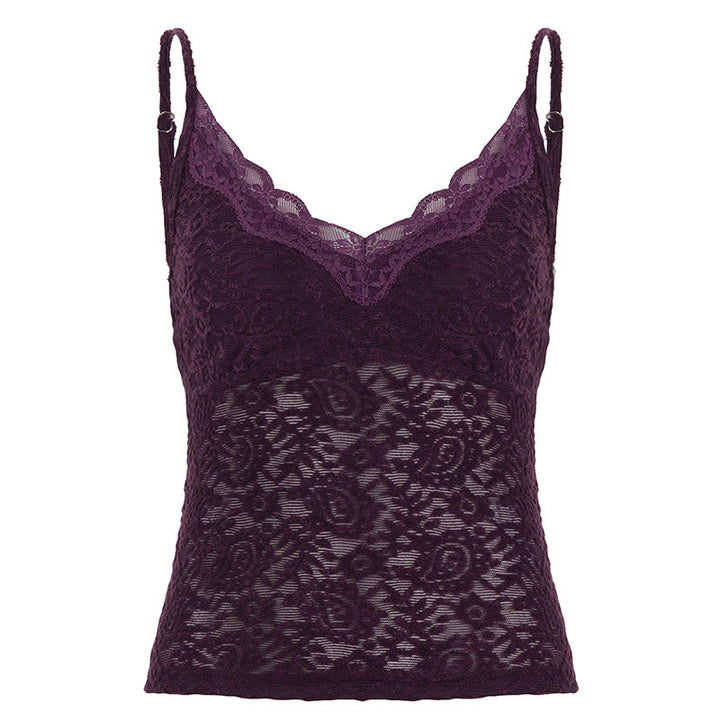 Damen Spitzen-Cami-Top mit verstellbaren Trägern und V-Ausschnitt Drune