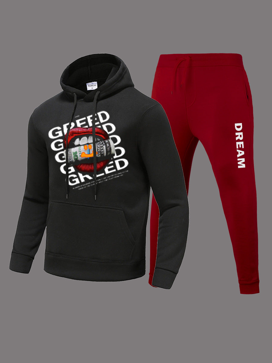 Damen Hoodie und Jogginghose Set mit kreativem Print Drune