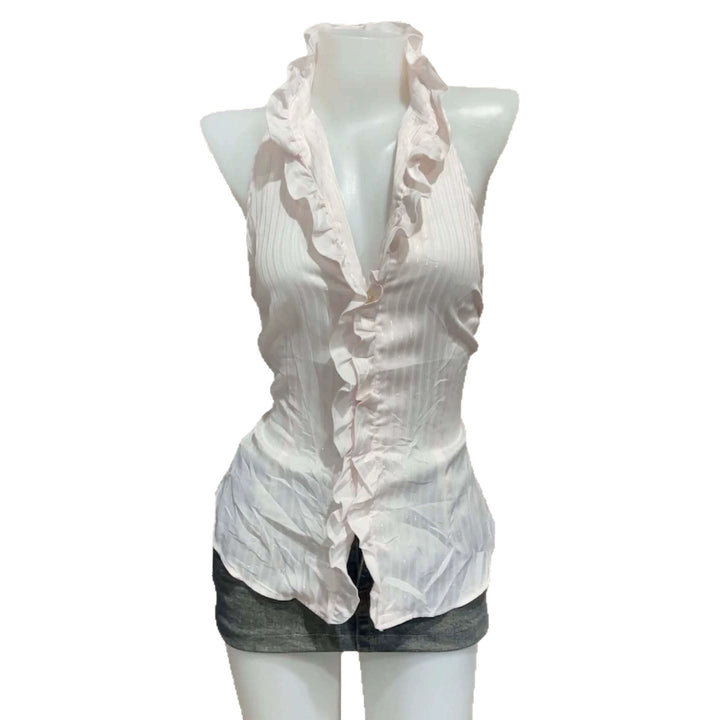 Damen Elegantes Faltenoberteil mit Rüschen Drune