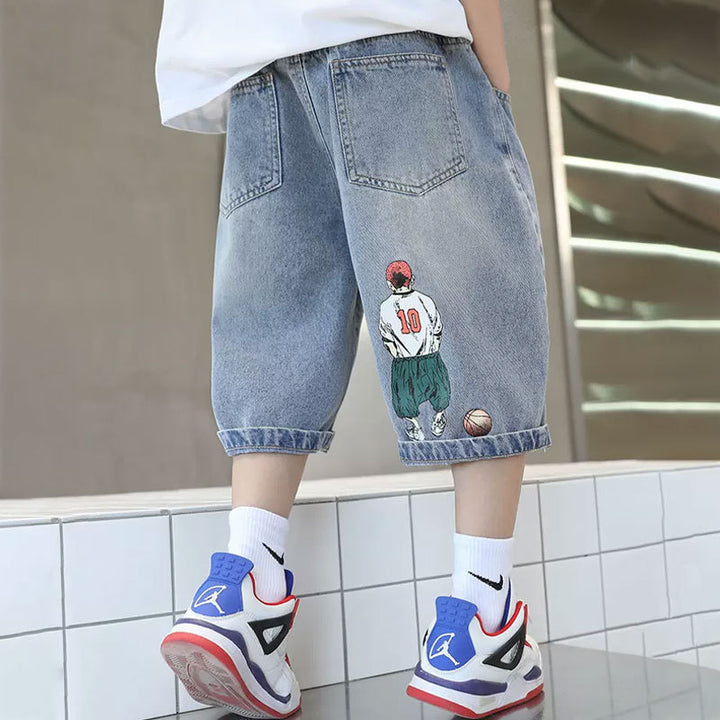 Jungen Basketball Shorts mit coolem Comic-Print Drune