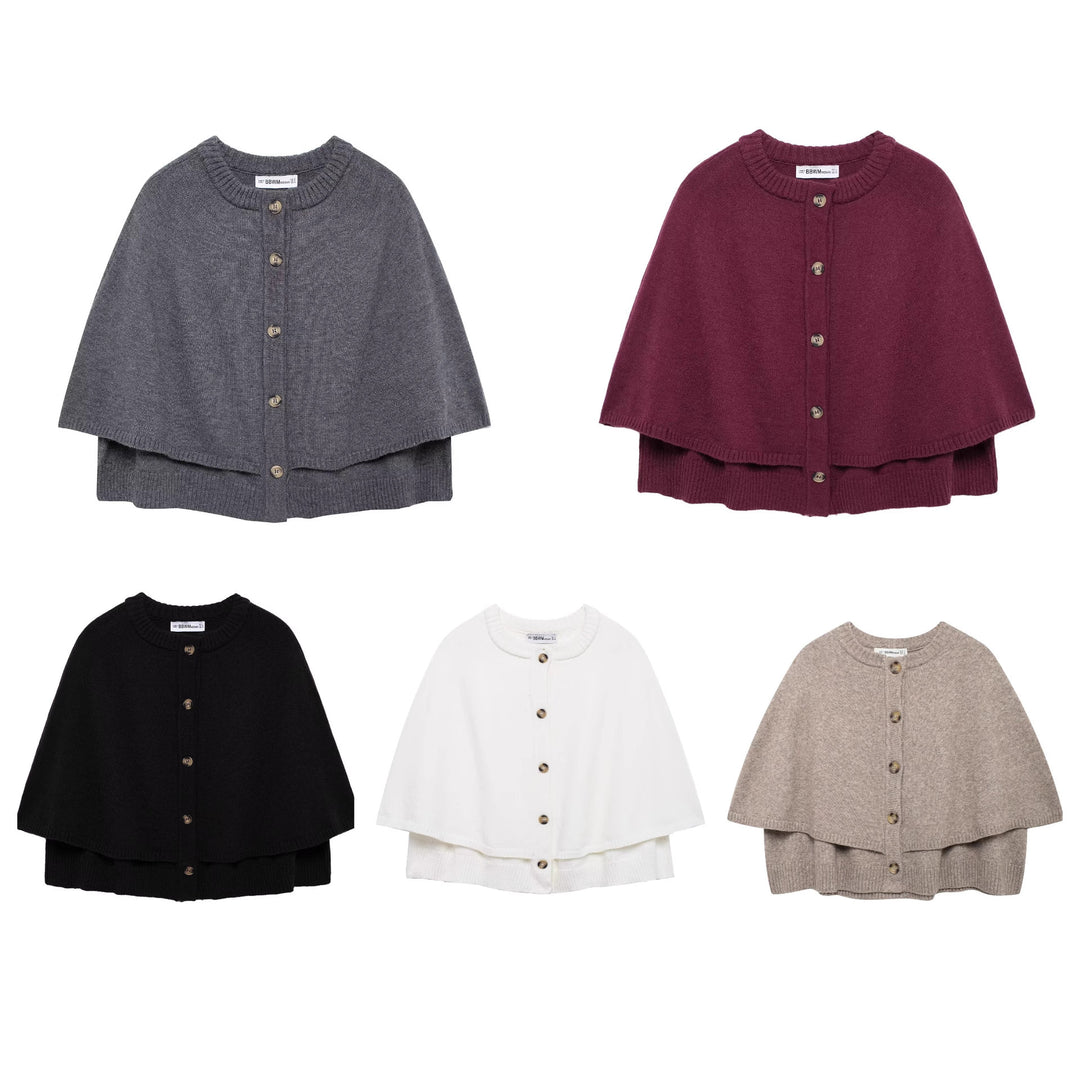 Damen Strick Poncho Drune