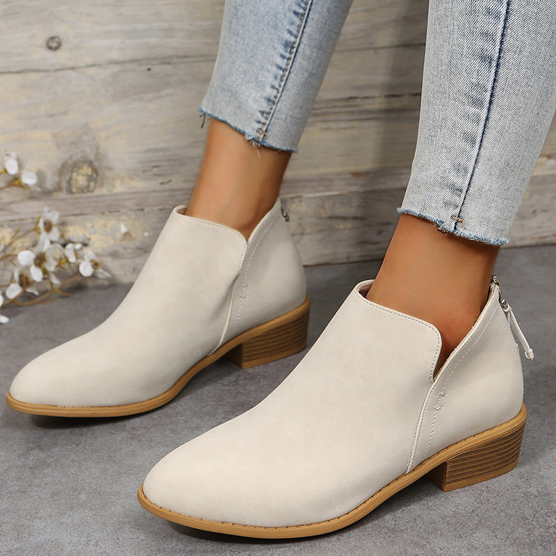 Damen Ankle Boots mit elegantem Reißverschluss und komfortablem Blockabsatz Drune