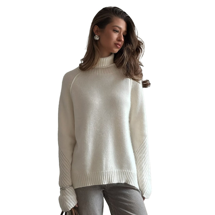 Damen Pullover mit hohem Kragen und feinem Strick Drune
