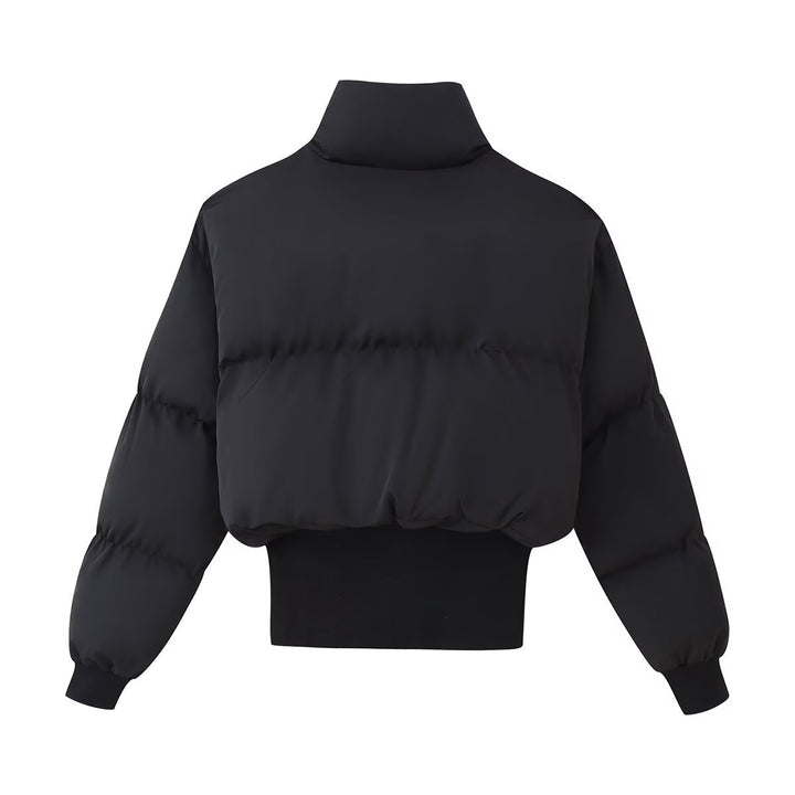 Damen modische cropped Steppjacke mit hohem Kragen und elastischem Saum Drune
