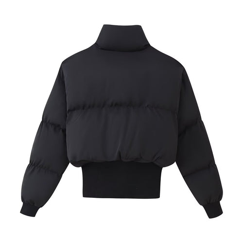 Damen modische cropped Steppjacke mit hohem Kragen und elastischem Saum Drune