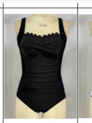 Damen Einteiler Schwimmanzug mit dekorativen Falten Drune