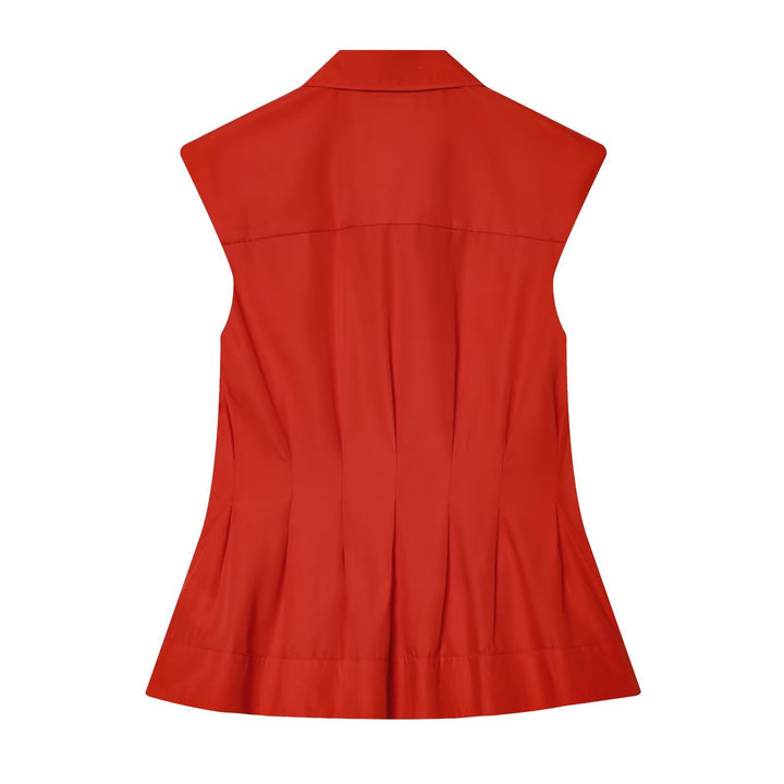 Damen ärmelloses Blusenshirt mit raffinierter Taillierung und elegantem Kragen Drune