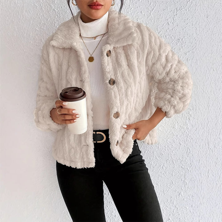 Damen Plüsch-Steppjacke mit hohem Kragen Drune