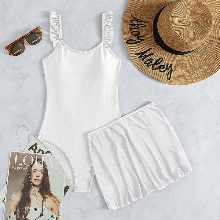 Damen eleganter Strandcover-Up mit Rüschendetails Drune
