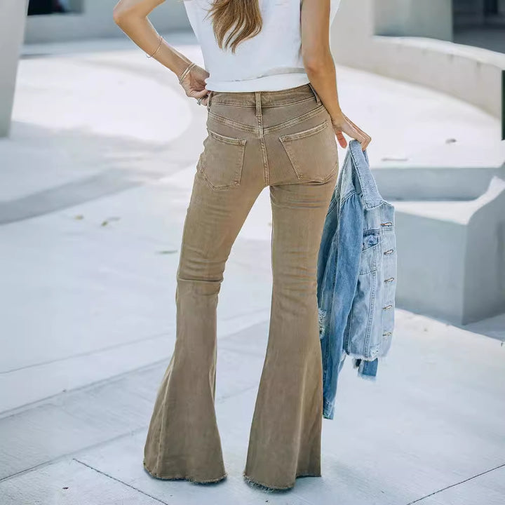 Damen Weitgeschnittene Bootcut-Jeans Drune