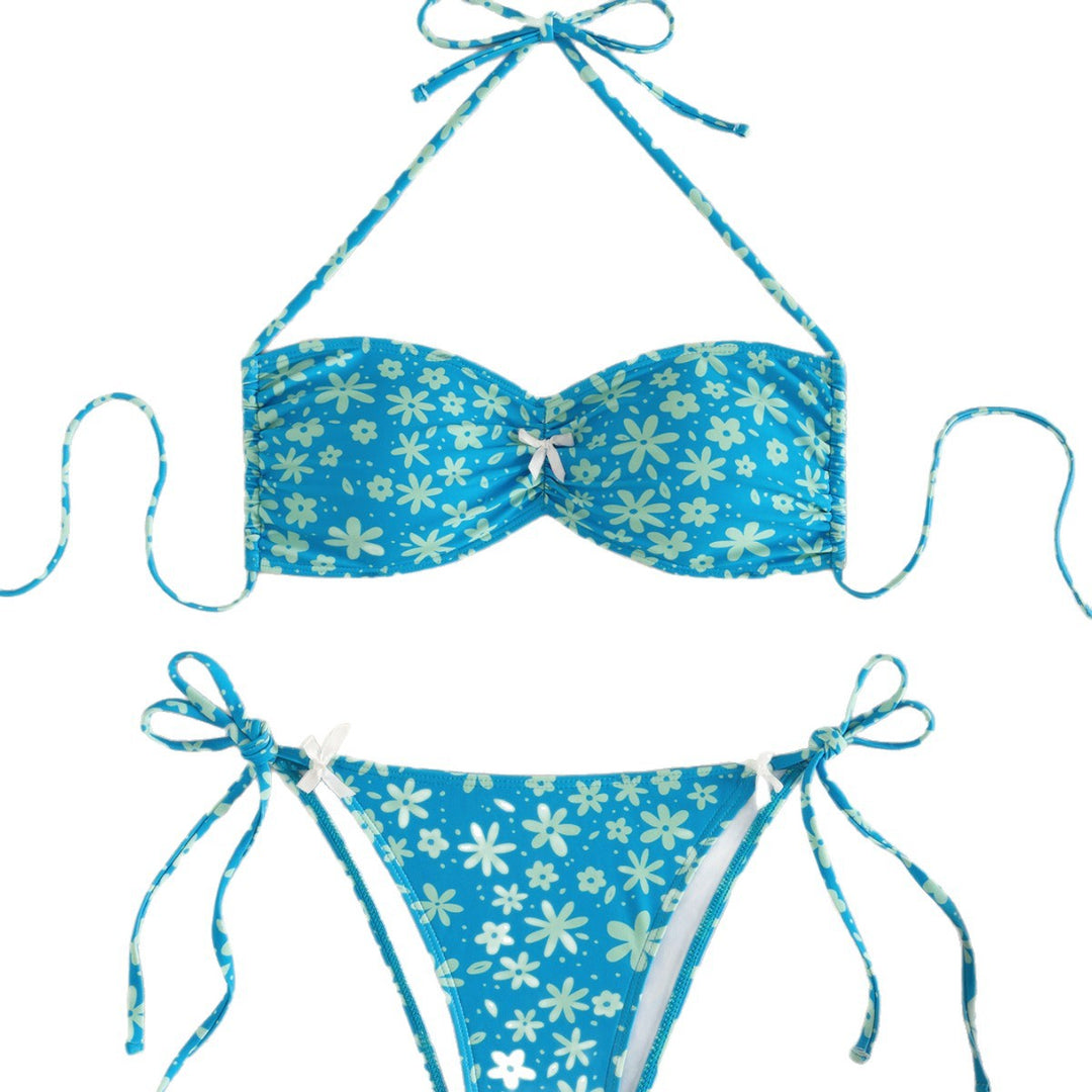 Damen Bandeau-Bikini mit floralen Akzenten Drune