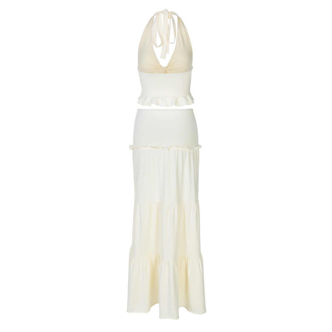 Damen Maxikleid mit Rüschen und Wickeleffekt Drune