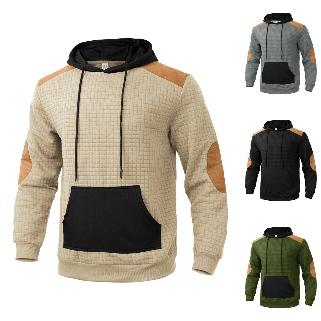 Herren modischer Kapuzenpullover mit strukturiertem Design und Kunstlederakzenten Drune