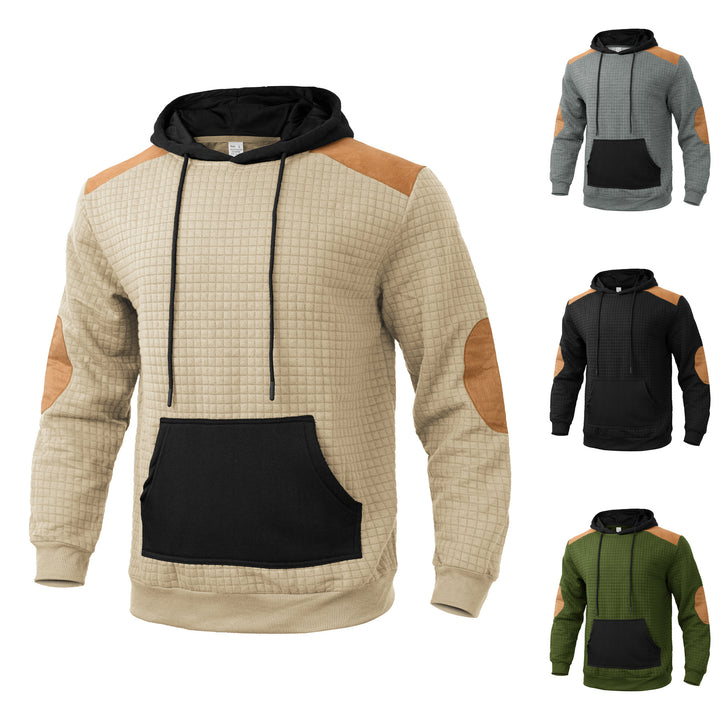 Herren modischer Kapuzenpullover mit strukturiertem Design und Kunstlederakzenten Drune