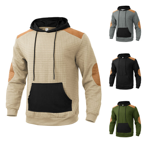 Herren modischer Kapuzenpullover mit strukturiertem Design und Kunstlederakzenten Drune