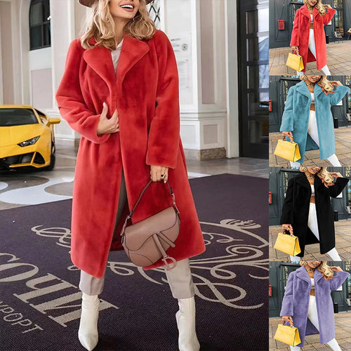 Damen Fleece-Mantel mit weitem Schnitt und breitem Revers Drune