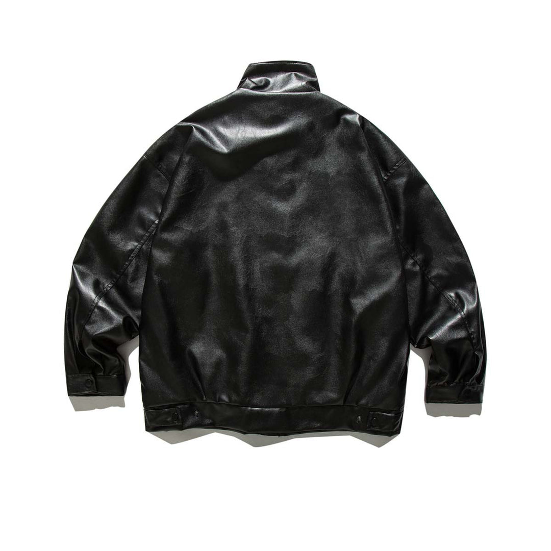 Damen modische lässige Lederjacke mit charakteristischen Taschen Drune