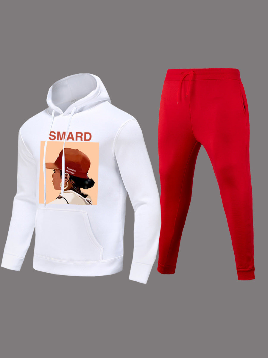 Damen Hoodie und Jogginghose Set im urbanen Stil mit kreativem Grafikdruck Drune