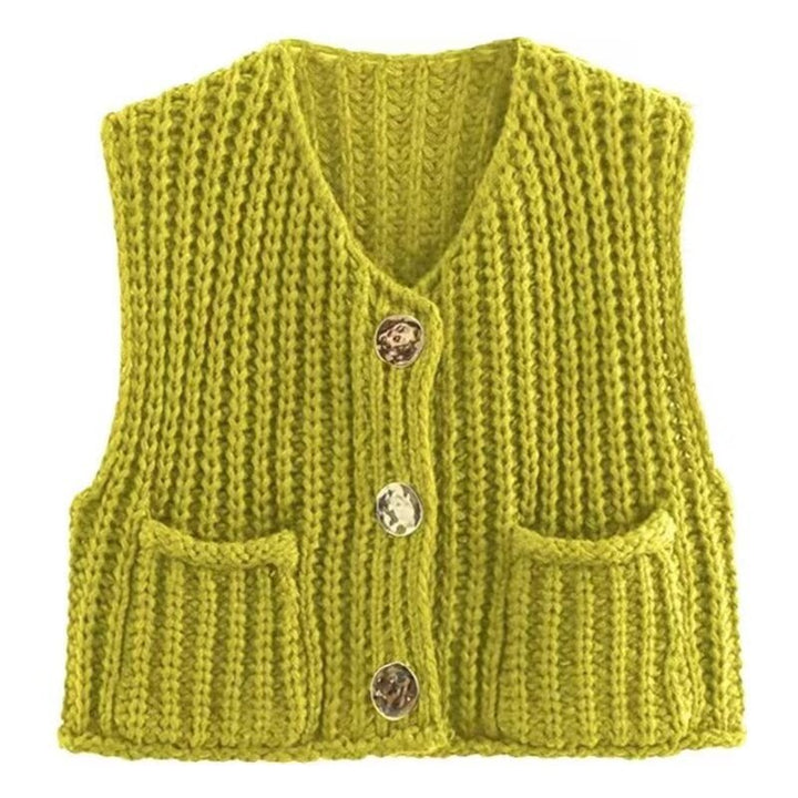 Damen Strickweste mit dekorativem Knopfverschluss Drune